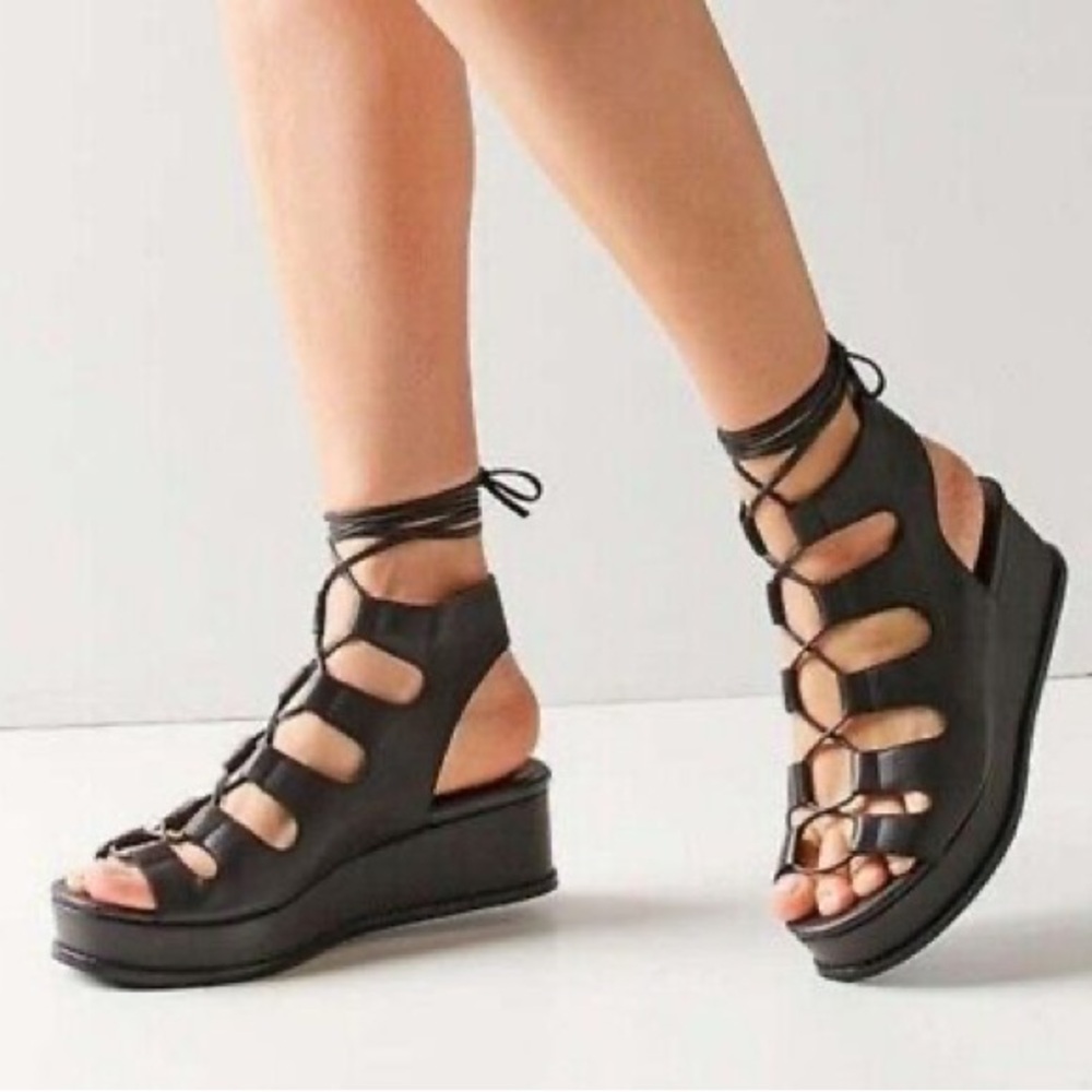 JEFFREY CAMPBELL Natural Leather XIMENO Platform Gladiator Sandals